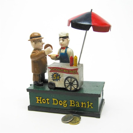 Design Toscano Hot Dog Collectors' Die Cast Iron Mechanical Coin Bank SP1831